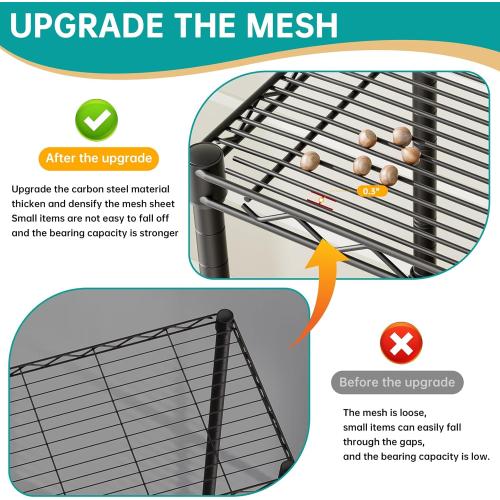 SINGAYE Metal Shelves Wire Shelving：Storage Rack Standing Units Shelf for Kitchen Laundry Bathroom Closet Organizers Pantry Narrow Mesh Adjustable 10 D x 16 W x 55 H Black