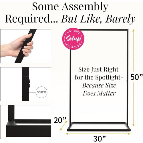 Black Wedding Sign Holder Stand - Elegant Metal Welcome Sign Stand for Wedding, Baby Shower, Bridal Party - 2 Sign Straps, 7 Ribbons for Hanging - Sturdy Display Easel for Seating Chart & Fabric Signs