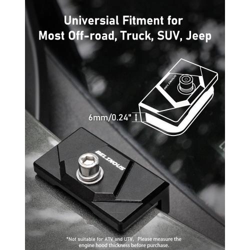 Belinous Hood Light Mounting Bracket, 2PCS Ditch Light Brackets for Led Light Bar Work Light Pillar Pod, Hood Hinge Light Bracket for Truck SUV Cars, Aluminum Alloy Clamp Mount No Drilling (Black)