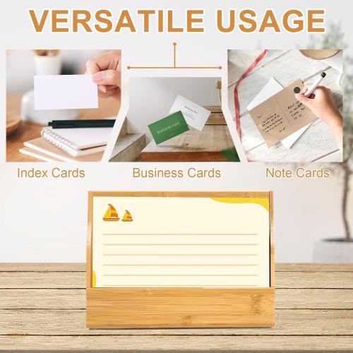 4x6 Wood Index Card Holder Wooden Index Card Box Cards Display Stand Notecard Box Business Cards Organizer Post Cards Case for Business Desk Office Home School Capacity 300 Sheets