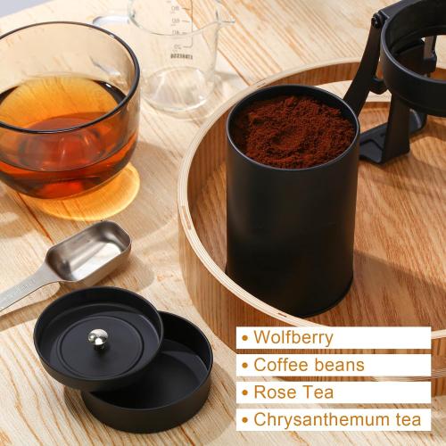 Tanlade 10 Pcs Tea Tin Canister Metal Round Can with Airtight Lid Double Sealed Tea Tin Canisters, with 1 Erasable Chalk Marker and 16 Stickers for Loose Leaf Coffee Sugar, 16 oz (there are some dents)