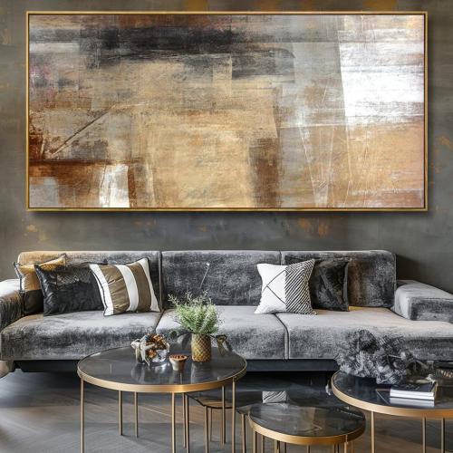 Wall Art Abstract Wall Decor Yellow Black Ink Canvas Painting Modern Artwork for Living Room Bedroom Dining Room Home Office Decor 30x60 with Framed
