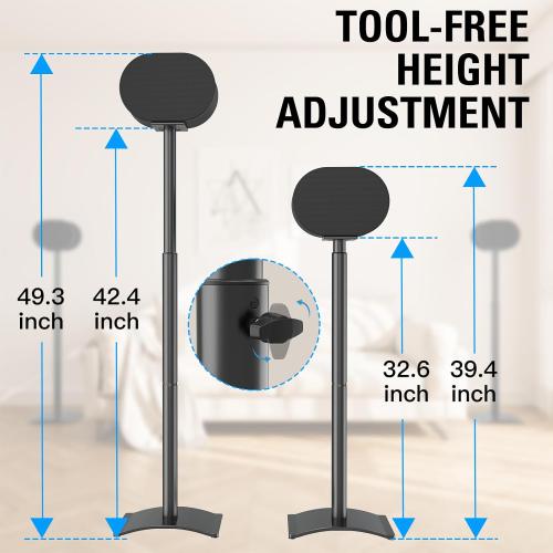 Mounting Dream Speaker Stands for Sonos Era 300, Height Adjustable Up to 42.4'', Set of 2 Surround Sound Speaker Stand with Cable Management for Sonos Era 300 Wireless Speaker,13.2 LBS Loading MD5416