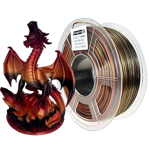 PLA 3D Printer Filament 1.75mm,Silk Gold and Black,1kg(2.2lbs) Accuracy  /-0.05mm for ender3 Cr10 Sovol