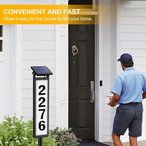 Solar Lighted Illuminated Address Sign, House Numbers for Outside Yard Home