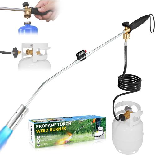 Propane Torch Weed Burner Kit, 360,000 BTU Blow Torch with 10Ft Hose, Self Igniter Grill Torch for Weeding, Roof Asphalt, Melting Snow, Road Marking, Barbeque.             ***Tank Not Included****