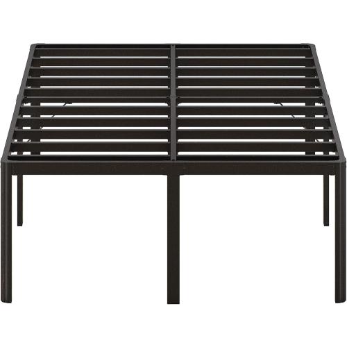 Size 24 Inch High Full Bed Frame with Rounded Corner, Heavy Duty Metal Bed Frame Full Under-Bed Storage Space, No Box Spring Needed, Noise Free, Easy Assembly, Black