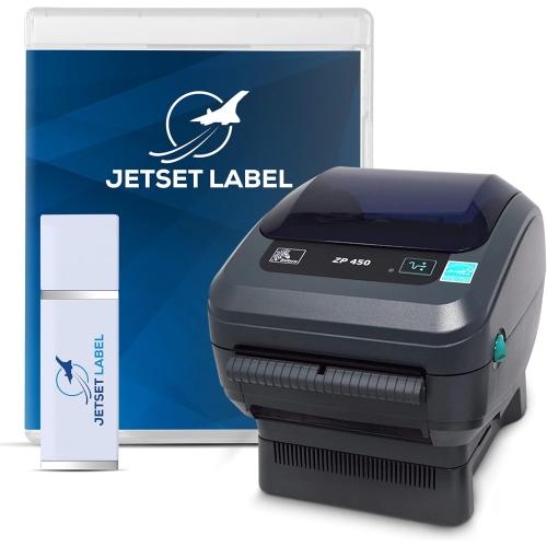 Zebra ZP450 (ZP 450) Label Thermal Bar Code Printer | USB, Serial, and Parallel Connectivity 203 DPI Resolution | Made for UPS WorldShip | Includes Jetset Software with charger and USB cable