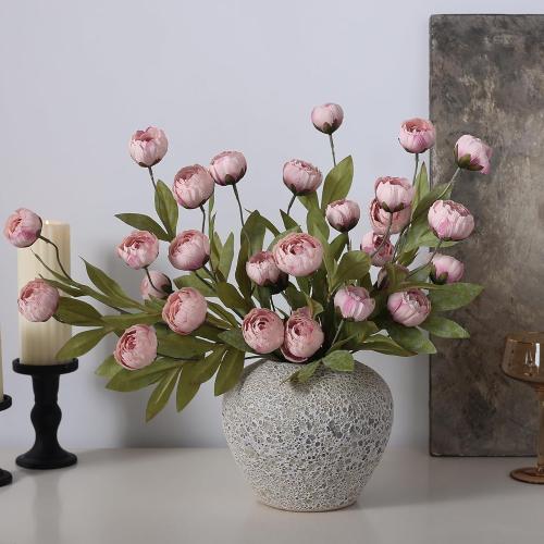VIERENA 12 Pcs Faux Silk Peony Artificial Flowers for Vase -27, Bulk Fake Peonies Branches with Stems for DIY Bouquet Centerpieces Wedding Fillers Arrangements Shower Decorations (Blush Pink)
