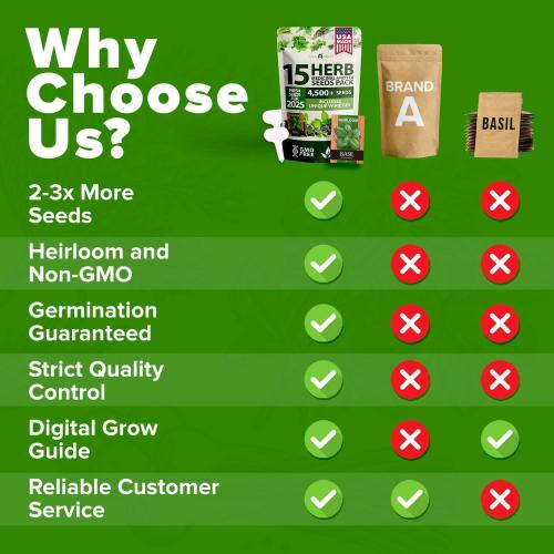 HOME GROWN 15 Herb Seeds for Planting 4,500  Non-GMO Heirloom Seeds | Extra Large Variety Pack Herb Kit – Indoor Outdoor & Hydroponic | Culinary Seed Set | Grow Your Own Herbs | Gardening Gift