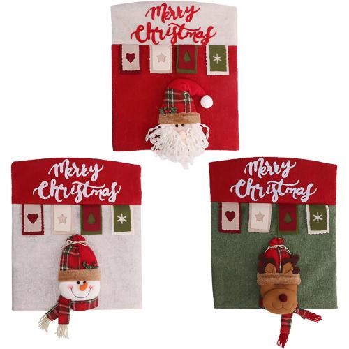 2023 Christmas Chair Back Cover 3D Santa Claus Snowman Elk Reindeer Xmas Dinner Chairs Cover Home Dinner Table Chair Backrest Covers Slipcovers for New Year Holiday Party Supplies (A-c, 1pcs)