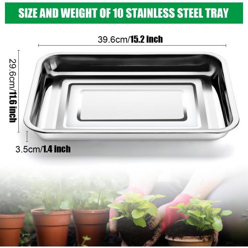 Stainless Steel Plant Trays, 20 Pack Multi-Purpose Tray for Indoor Outdoor Plants, Seed Starting Tray for Potted Plants(11.6 inch×15.2 inch, 1.45 Height, 5-Pack)