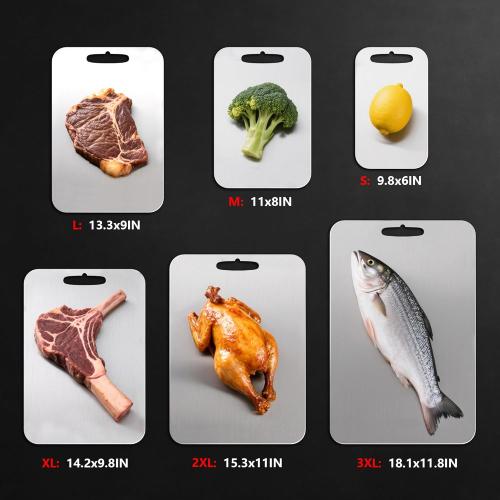 3 PCS 304 Stainless Steel Cutting Board For Kitchen, Meat Cutting Board, Edge Smoothing, Food Grade Stainless Steel, Easy To Clean, Kitchen Tool(S M L)