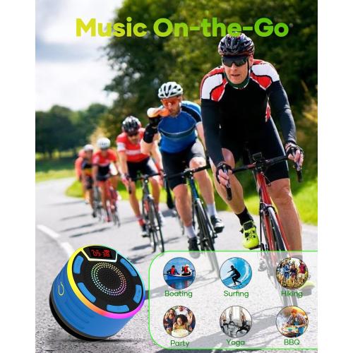 ssuowao Bluetooth Shower Speaker, IPX7 Waterproof Portable Speakers with LED Display, FM Radio, Suction Cup, Built-in Mic, Mini Speaker for Bathroom Travel Pool Beach