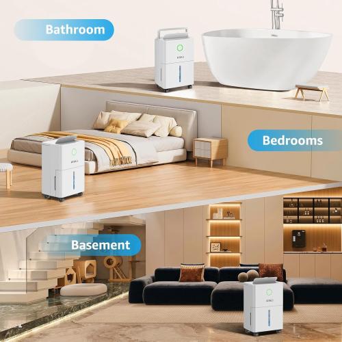 WHITE 1600 sq.ft Dehumidifier for Basement, 21 Pint Dehumidifiers for Home with Drain Hose, Continuous Drainage, Washable Filter, Intelligent Humidistat for Bedroom, Bathroom, Large Room