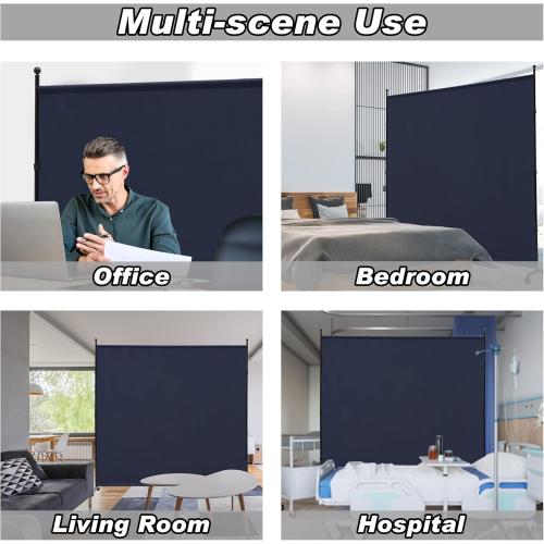 6FT Single Panel Room Divider with Wheels,Rolling Fabric Room Dividers for Partition Privacy Screens,Freestanding Wall Divider for Home Office,Restaurant,Hospital(Blue)
