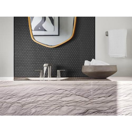 Moen Genta LX Brushed Nickel Two-Handle Three-Hole Widespread Modern Bathroom Sink Faucet with Drain Assembly, (Valve Required), T6708BN