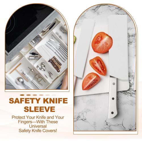 PATIKIL ABS Knife Cover Sleeves, 9x2 Inch Knife Blade Edge Guard Sheath Universal Blade Protector Flocking for Home Kitchen, White