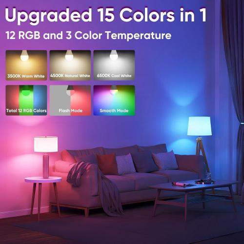 Rechargeable Battery Operated A19 Light Bulb with Remote Control 4 Packs, Dimmable Detachable LED Bulb with 15 Colors Selectable & 3 Timer, Wireless Puck Light Bulb for Wall Sconce, Non-Hardwired
