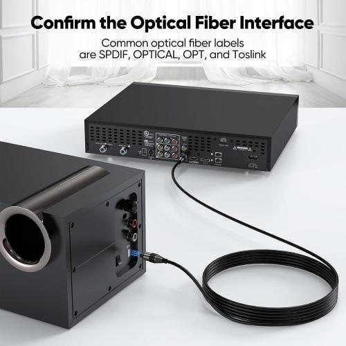 FEMORO Fiber Audio Optical Cable 10 Ft Long, Toslink S/PDIF Optic Cord Replacement from Digital TV to Soundbar