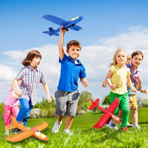 3 Pack Airplane Launcher Toy, 12.6 Foam Glider Led Plane, 2 Flight Mode Catapult Plane for Kids Outdoor Sport Flying Toys Gifts for 3 4 5 6 7 8 9 10 12 Year Old Boys Girls