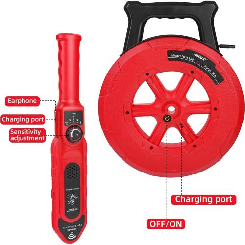 Red 100Ft Pipe Locator Underground Pipe Blockage Detector Locators Water Pipe Wall Scanner,Water Pipe Locator Pipeline Underground Diagnostic,Blocking Clogging Scanner for Concrete PVC Water Pipes 100ft