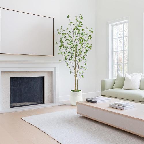 Bellacat 6ft Artificial Minimalist Citrus Tree with Lifelike Leaves, 72in Faux Citrus Tree with Realistic Trunks, Faux Tree Indoor Outdoor for Home Office Living Room Bedroom Porch Decor.