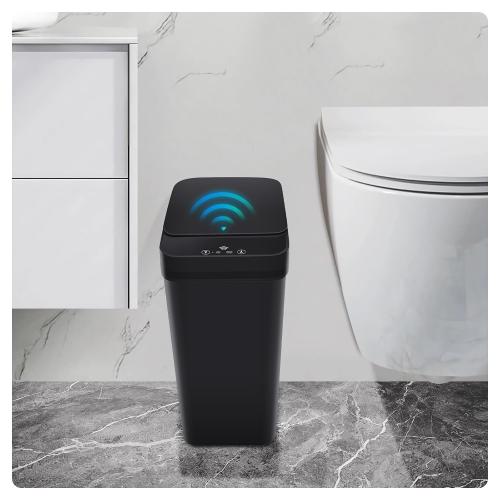 Bathroom Trash can,Smart Touchless Trash Can,Automatic Motion Sensor Trash Bin With Lid,2.4 Gallon Garbage Can, Kitchen, Bathroom, Office, Bedroom Trash can (Black)
