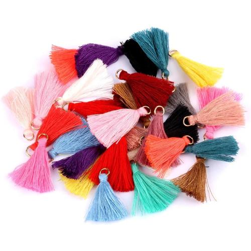 MSCFTFB 100 Pieces Mini Tassels Mala Tassel Kit with Jump Rings for Earring Necklace Jewelry Making Garland Keychain Charms Crafts Decorations (White)