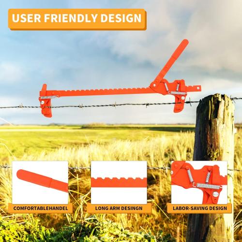 Heavy Duty Carbon Steel Fence Stretcher Tool, All Purpose Wire Tensioner for Barbed & Smooth Wire Fence, Fence Fixer and Splicer for Agricultural, Ranch & Residential Fences