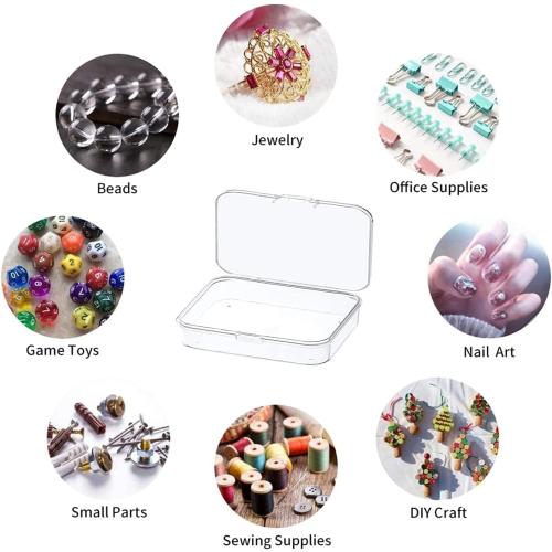 16 Pcs Mini Plastic Storage Containers Box with Lid, 3.5x2.4 Inches Clear Rectangle Box for Collecting Small Items, Beads, Game Pieces, Business Cards, Crafts Accessories