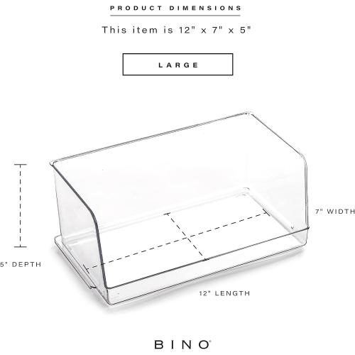 2 Pack BINO | Stackable Plastic Storage Bins, Large | THE MYRIAD COLLECTION | Multipurpose Bins | Pantry Organizers And Storage | Home Organization Containers | Clear Plastic Fridge Bin | Freezer Organizer