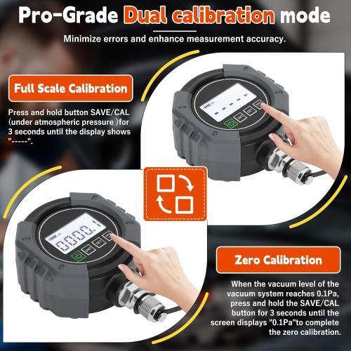 Pro HVAC Micron Vacuum Gauge, Digital AC Micron Gauge 0-75000 Microns
