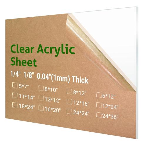1 Pieces 24 x 36” Clear Acrylic Sheet Plexiglass - 1/4” (6mm) Thick, Use for Craft Projects, Signs, DIY Projects and More; Cut with Saw or Hand Tools, No Laser Cut