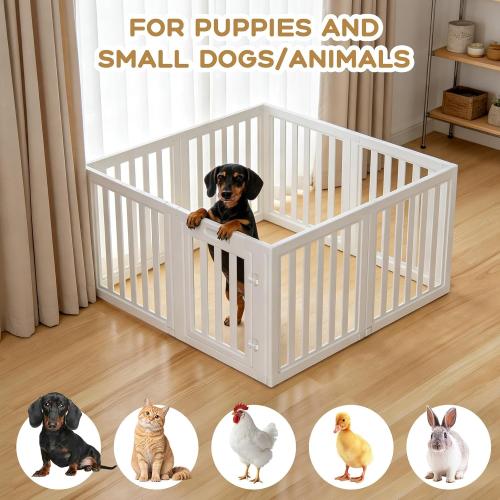 Dog Playpen Indoor,Puppy Playpen,White 23.6 H, 8 Panels | Dog Play Pen Indoors with Open View, Tool-Free Setup, Multi-Shape Setup, Dog Pen for Dogs, Cats & Puppies