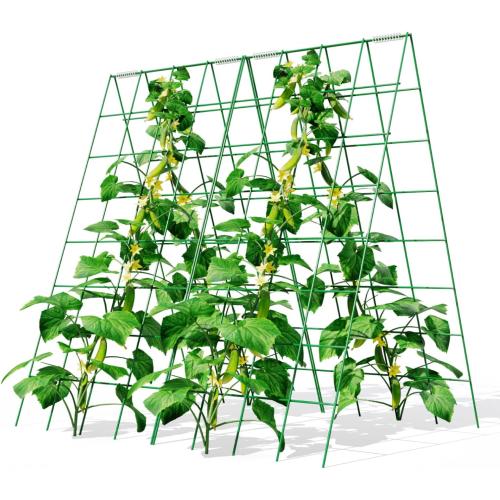 2 Pack Cucumber Trellis for Raised Bed 48 x 34, Foldable Garden Trellis for Climbing Plants Outdoor, A Frame Metal Trellis with Support Clips, Spiral Connectors and Twist Tie for Garden.