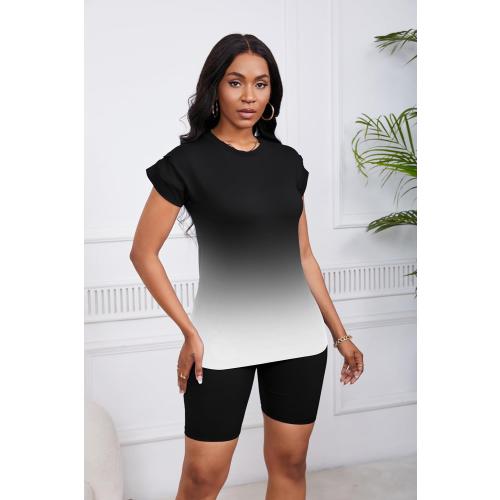 PINSV Women 2 Piece Outfits Summer Sweatsuits Biker Short Workout Jogger Sets