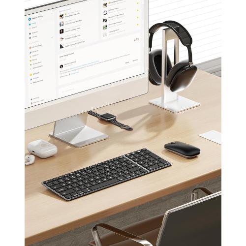 Color Black seenda Bluetooth Keyboard and Mouse for Mac, SKM64-2 Multi-Device Rechargeable Slim Wireless Keyboard Mouse Stainless Steel Full Size, Compatible with MacBook Pro/Air, iPad, Mac - Space Gray