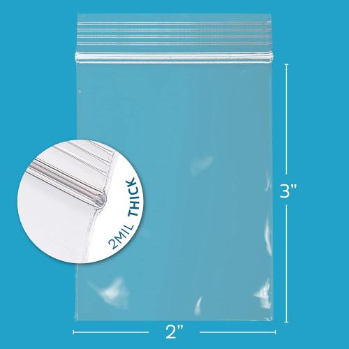 GPI - 1000 Count, 2 x 3 Clear Plastic Resealable Zip Bags, Bulk 2 Mil, Strong & Durable Poly Baggies with Resealable Zip Top Lock for Travel, Storage, Packaging & Shipping