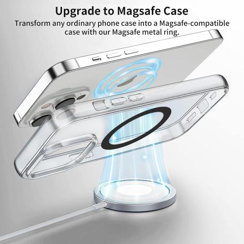 Aothey Universal Metal Rings Compatible with Magsafe Sticker,Magnetic Ring for Phone Cases & Wireless Charging, 6 Pack (2 Black,2 White & 2 Silver)