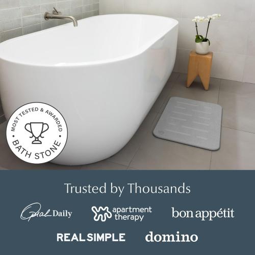 Dorai Home Stone Bath Mat - Premium Diatomaceous Earth Bath Floor Mats with Non-Slip Base, Fast-Drying Modern Shower Mat for Bathroom | Rain Ash - 23.6x15.4