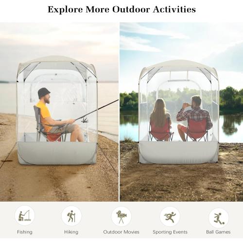 Sports Pods, Instant Pop Up Bubble Tent Fits 1-2 Persons, No Condensation, Spacious Interior, Ultra Visibility for Outside Sports Events, Fishing, Ultra Visibility, All Weather Protection
