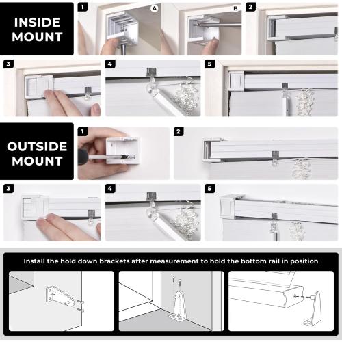 White Blinds for Indoor Windows 1 Vinyl L-Shaped Slats Cordless Mini Blinds for Home, 20 W × 36 H - White