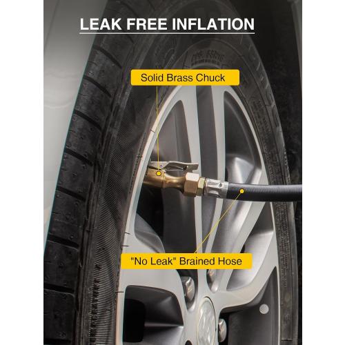 AZUNO Digital Tire Inflator with Pressure Gauge, 200 PSI, Heavy Duty Air Compressor Accessories, with Rubber Hose Lock on Air Chuck and Quick Connect Coupler, Comes with a Portable Carrying Box