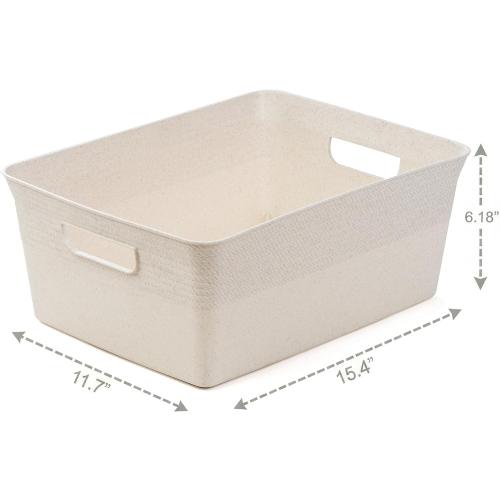 BINO | Plastic Storage Bins, 13 Liter - 3 Pack, Natural | THE BRAIDED COLLECTION | Plastic Bins for Organization | Woven Storage Baskets for Organizing | Pantry Shelf Organizer Basket Container Bin