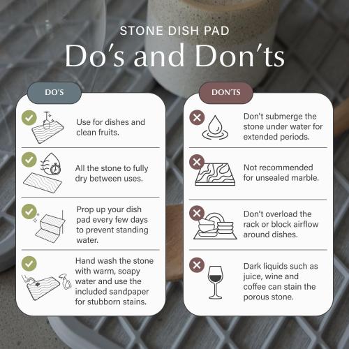 Dorai Home Collapsible Dish Drying Rack and Stone Pad – Foldable Drying Rack with Instant-Dry Stone Mat – Space-Saving Collapsible Drainer for Kitchen Counter - 19.9 x 15.2 (Slate)