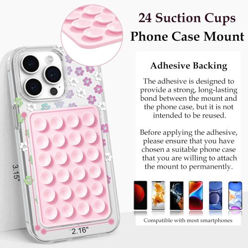 Anteel 2 Pack Silicone Suction Phone Case Mount, Non Slip Sticky Grip for Cellphone, Silicon Adhesive Suction Cup Mount, Strong Grip Holder for Selfies and Videos (Lavender)