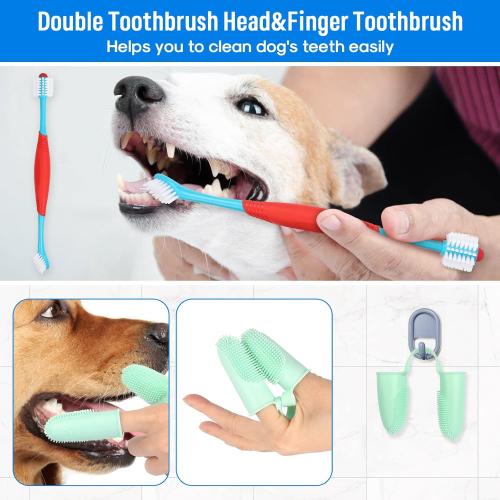 Dog Teeth Cleaning Kit, 5 Modes Plaque and Tartar Remover for Pet Teeth Care, 10 in 1 Cleaner Toothbrush to Remove Stains Calculus (White)