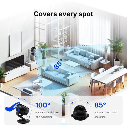 Size 10 Color Black Fan for Bedroom with Remote,Ultra Quiet Desk Fan,with 3 Modes,8 Speeds,9-Hour Timer,10 inch,High-Velocity Cooling,Auto Oscillation,for Home,Dorm&Office