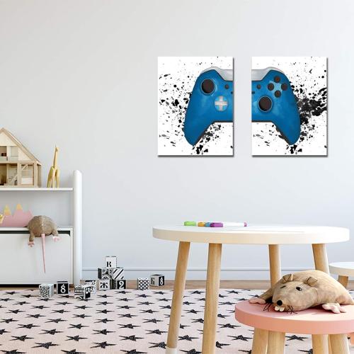 Gaming Artwork Gamer Canvas Wall Art Race Game Room Poster Prints Gamepad Posters Wall Pictures Canvas Painting Artwork Gaming Decor for Boys Room Gamer Decor Video Game Wall Art 16x24Inchx2 Unframed